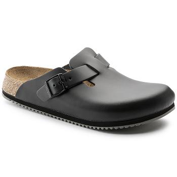 Dámské Boston Birkenstock Super Grip Læder Černé | CZ 326NWY